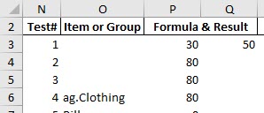 The formula in cell P6 uses the INDIRECT function to reference the account group ag.Clothing.